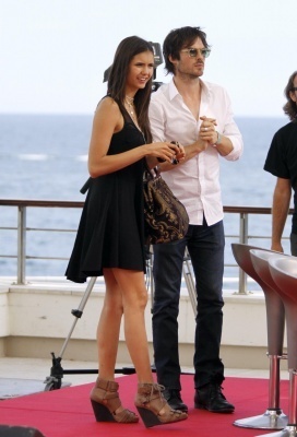 Nina & Ian doing an interview outside at the Monte Carlo Television Festival 