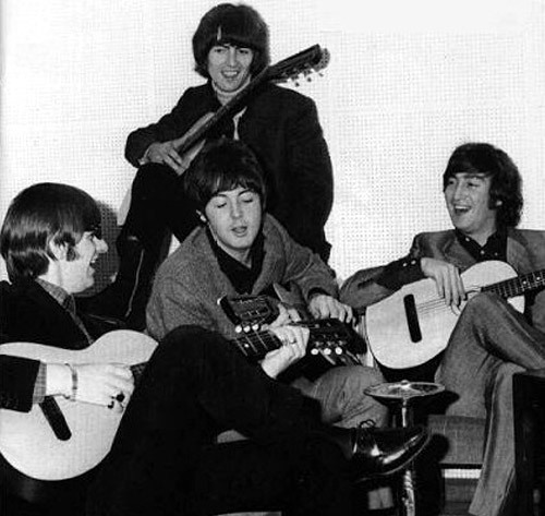  Beatles with their russian classical guitars