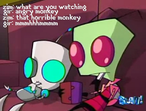  Zim and ガー Watching Angry Monkey 表示する