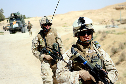  Amphibious Assault Marines Patrol In Iraq