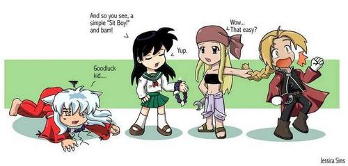  Kagome helps Winry with controlling boys. xD