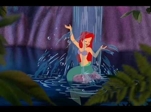 Ariel under waterfall( how mermaids shower)