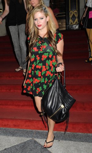 Avril lavigne Wears Floral Dress at the Betsy Russell fashion show NYC!