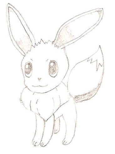 Eevee I DREW WITH PENCIL!!! (The scanner ruined the fine lines and shading, etc. Sorry.)