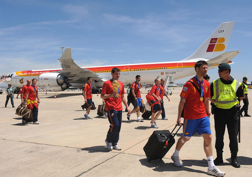  Spanish Football Team Arrives at Barajas Airport