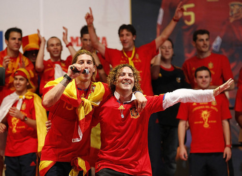  FIFA 2010 World Cup Champions Spain Victory Parade And Celebrations(Sergio Ramos)