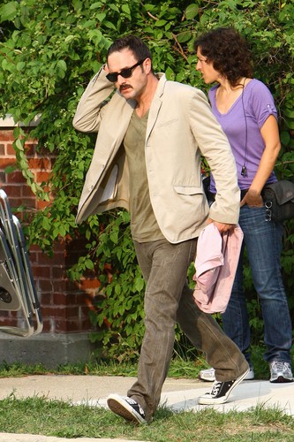  Scream 4 - Courteney Cox, Neve Campbell, and David Arquette on set