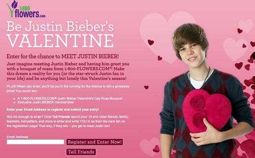  want to be justin bieber's valetine in 2010
