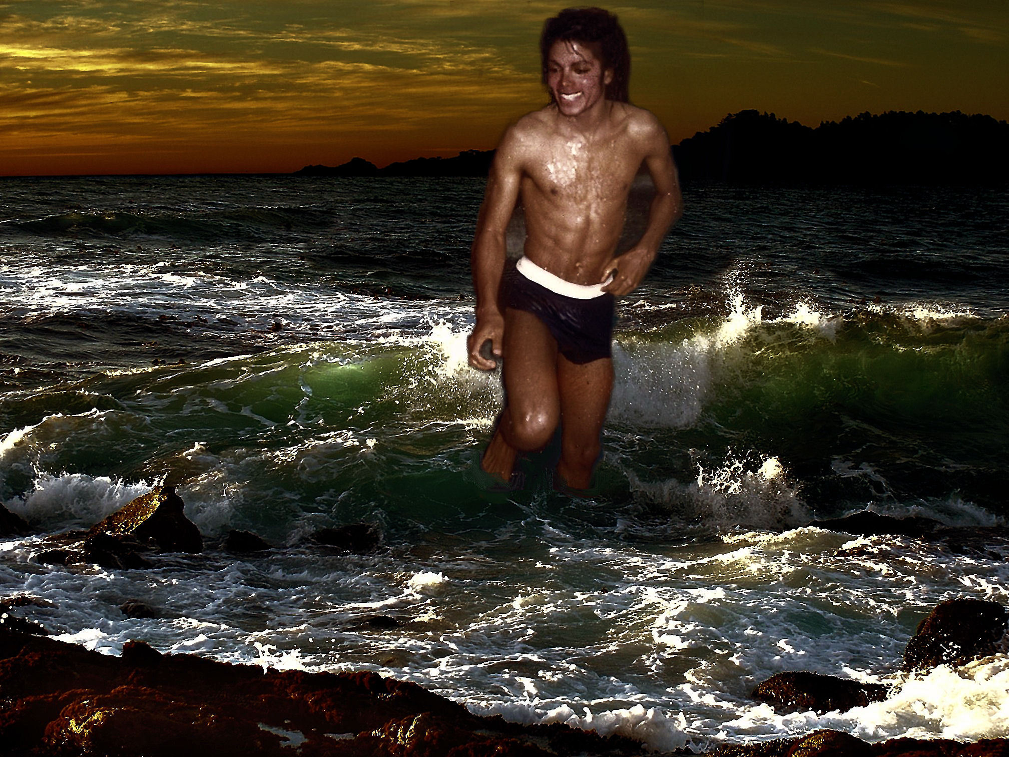 Купаемся в плавках. Michael Jackson на пляже. Джексон на пляже.