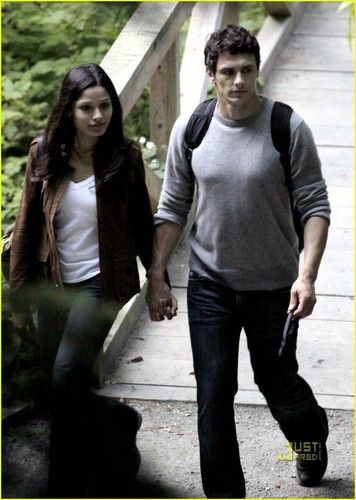  James Franco and Freida schecke, pinto on the set of 'Rise of the Apes' (July 27)