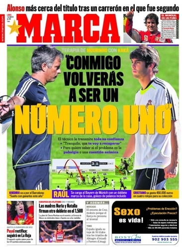  Hoy en Marca : Terapia de Mourinho con Kaká