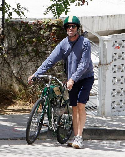  Hugh Laurie- Hugh Laurie- Riding his motorcycle in Hollywood Hills, August 1st
