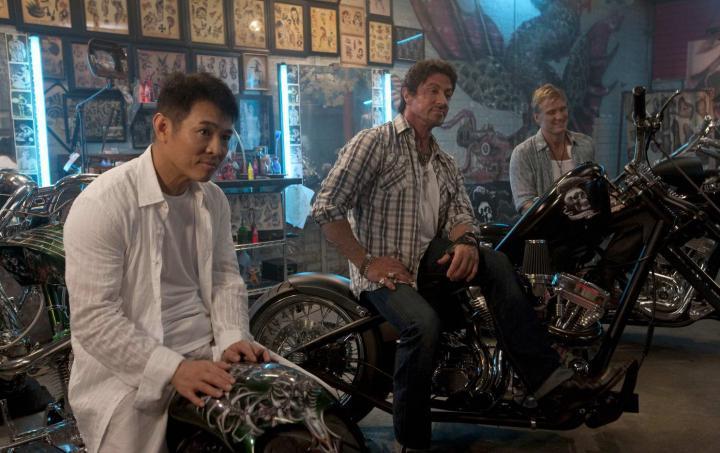 Jet Li, Sylvester Stallone and Dolph Lundgren in The Expendables 