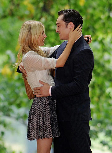 Ed Westwick & Clemence Poesy on Set, August 10, 2010