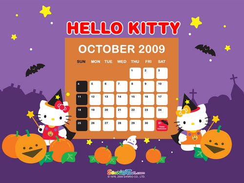  Hello Kitty October Halloween پیپر وال