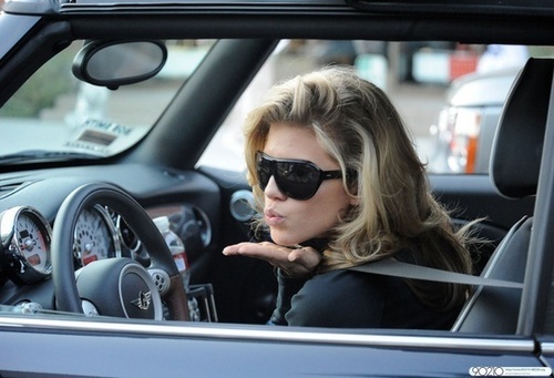  AnnaLynne drives through Beverly Hills in her Mini Cooper