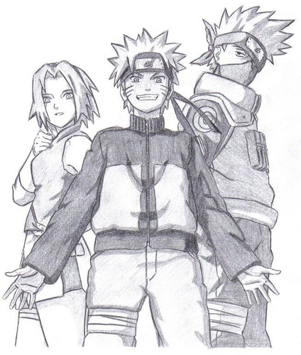 Naruto, Sakura, and Kakashi