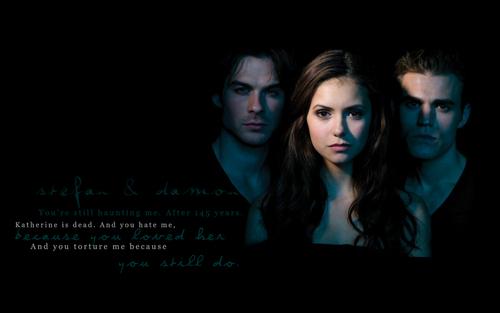  Damon, Elena & Stefan .<3