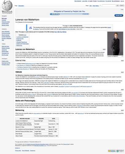  Lorenzo Von Matterhorn's Wikipedia Entry