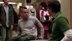 Puck and Finn fighting