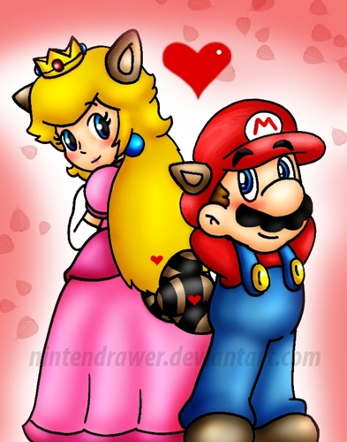  Racoon Mario and персик