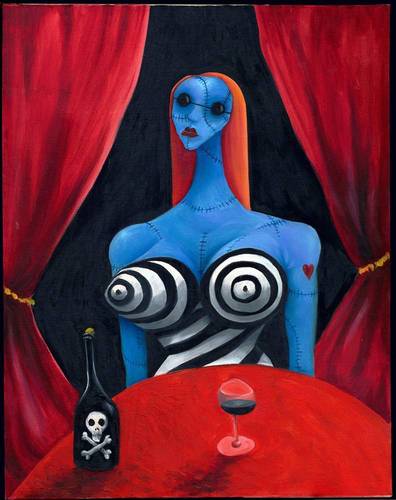 Blue Girl with Wine