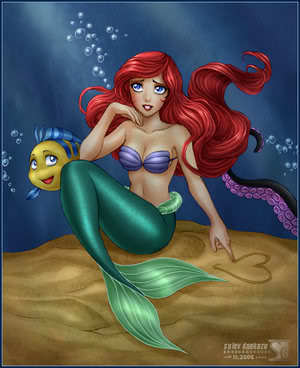  Ariel and menggelepar, flounder peminat art