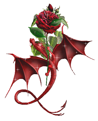 Baby Dragon with a Rose