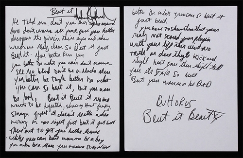 handwritten beat it lyrics
