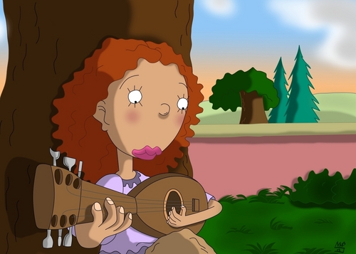  Ginger Playing Her đàn ghi ta, guitar