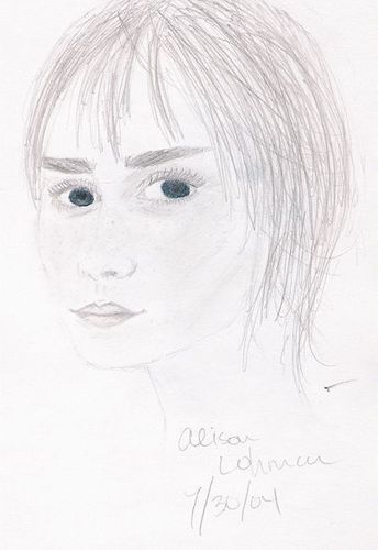 Simple Sketch of Alison Lohman with Blue Eyes