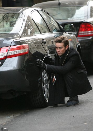  Chace On Set of Gossip Girl January 11th