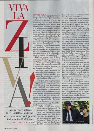  Cote de Pablo (Ziva) 기사 in TV Guide