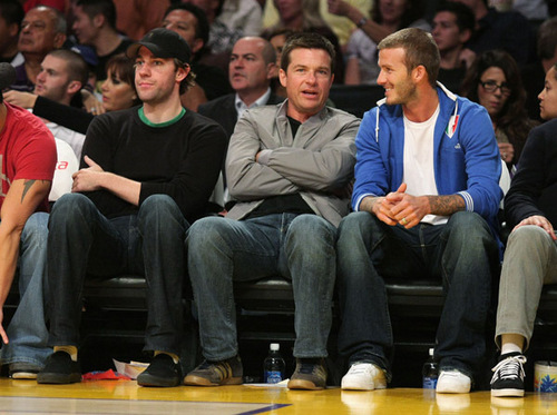 Jason, John Krasinski, and David Beckham at Lakers Game
