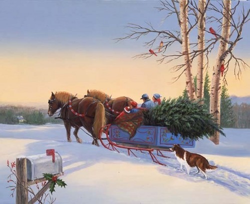  Sleigh carrying a pasko puno