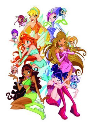  winx club group with pixies