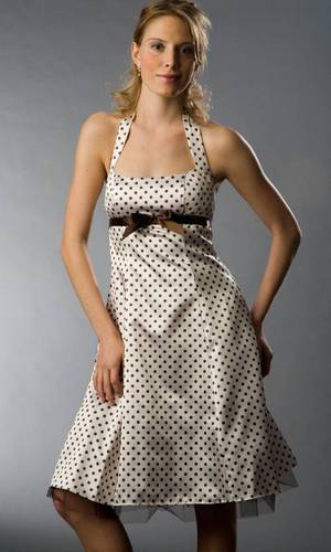  brown dress with dots