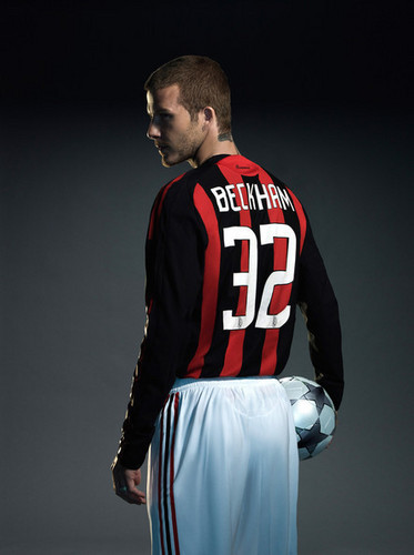  David Beckham in Ac.Milan camisa, camiseta
