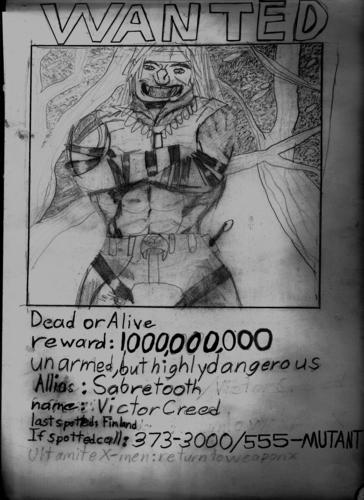  Sabretooth Wanted poster
