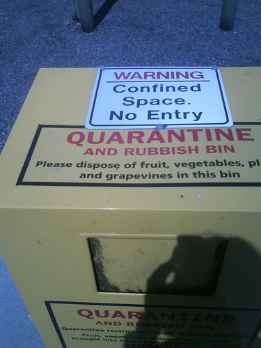  A quarantine bin at the South Australian border