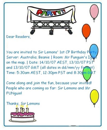  party invite not myne but dont go! finnished ages ago!