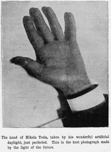  Tesla's Hand Photographed with Artificial Daylight