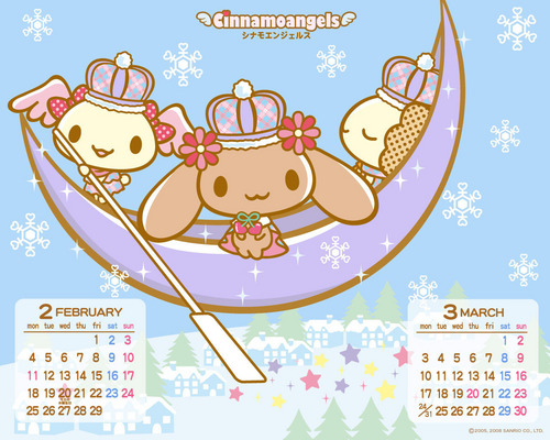  Cinnamoangels Calendar 바탕화면 Feb-Mar 2008