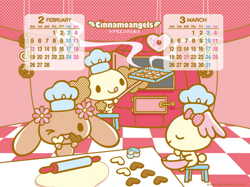 Cinnamoangels Calendar দেওয়ালপত্র Feb-Mar 2007