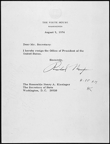  Nixon's Letter of Resignation