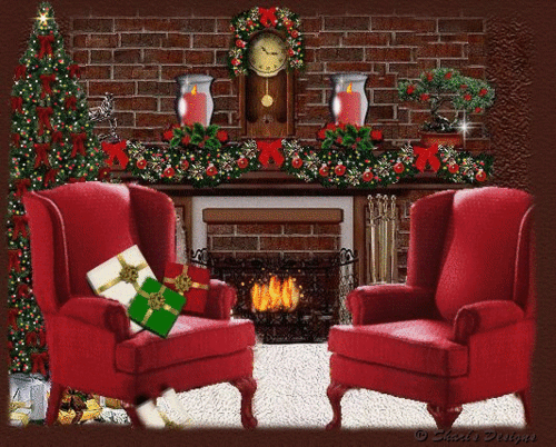  Christmas door the fireside animated,click on to view