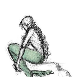  Sketched lonely mermaid