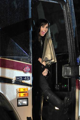Demi on the set of "Don't Forget" music video