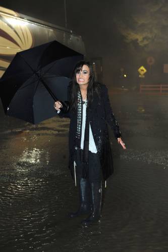 Demi on the set of "Don't Forget" music video