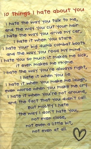  10 things I hate about te poem
